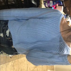 blue cropped knitted sweater